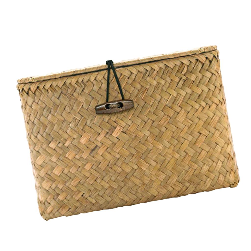 2pcs Seaweed Woven Cube Basket Organizer Boxes Bin for Drawers Desktop