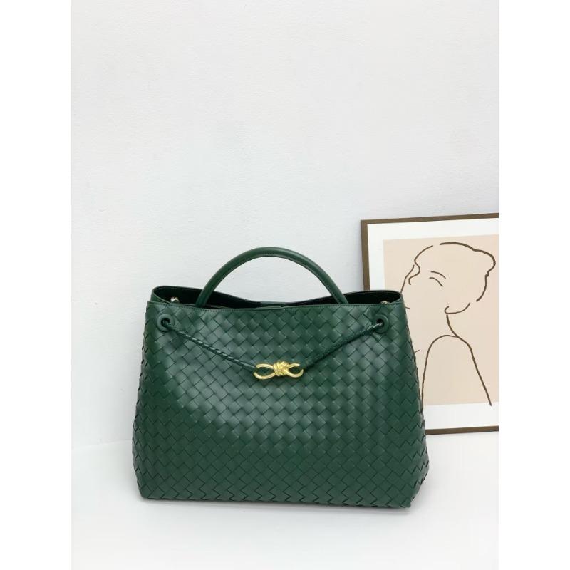 oversized bow metal rope buckle cowhide woven bag women's autumn and winter new leather large-capacity handbag