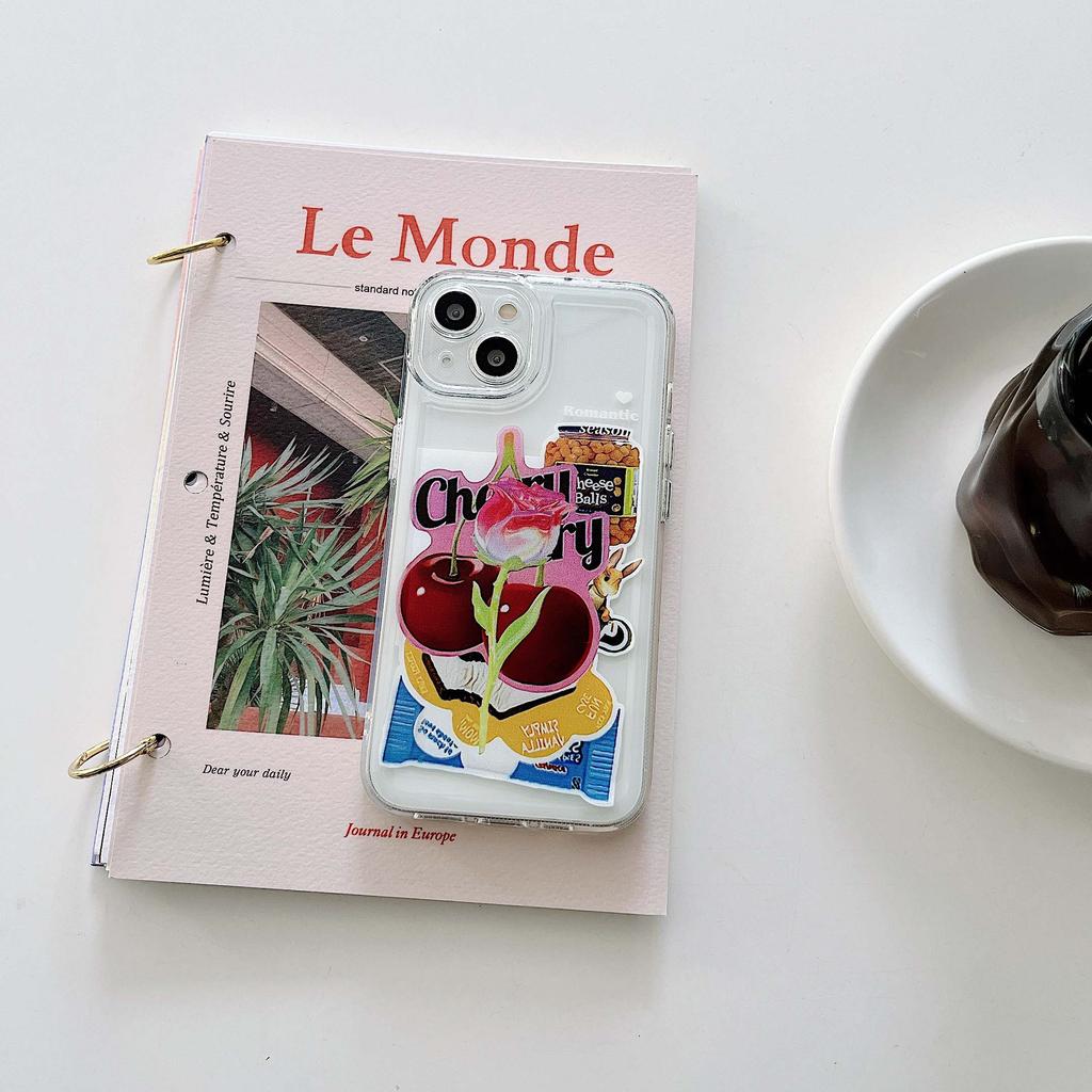 Ins Kirsche Kaninchen Cartoon Schöne Telefon Fall Für Iphone X Xr 11 13 Pro Max Xsmax 12 14 Promax Plus Cartoon label Abdeckung Capa