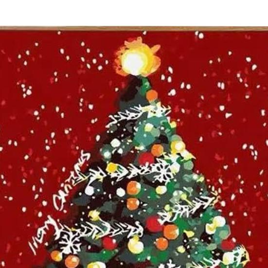 Christmas Tree DIY Painting Xmas Paint-by-Numbers Kit Canvas Paints Included Holiday Themed Painting Set for Adults Festive Home Decor Christmas Gift