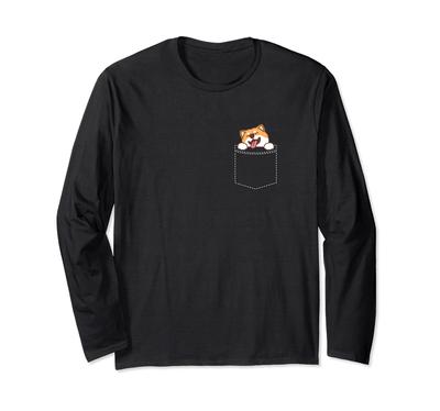 Glücklicher Shiba Inu Hund in deiner Tasche Niedlicher Shiba Inu Hund Geschenk Langarm-T-Shirt