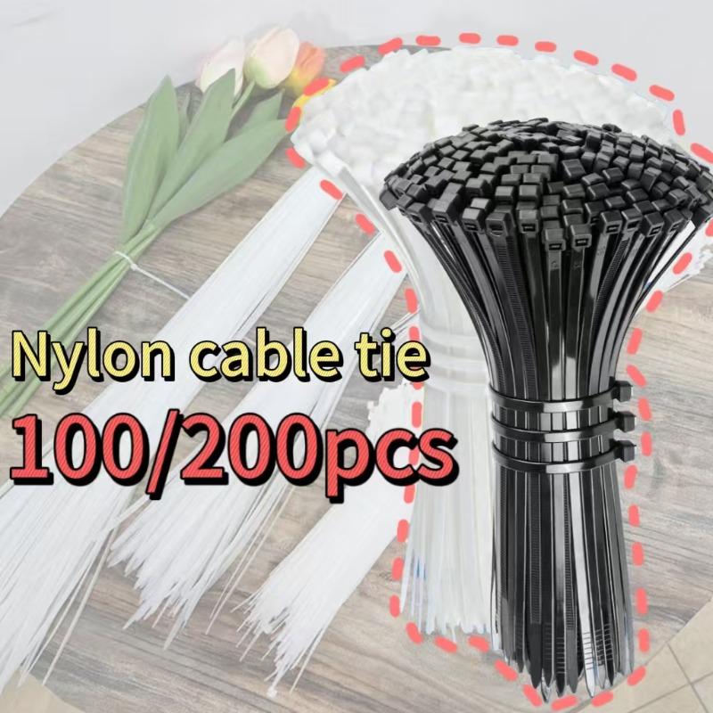 100-300pcs Nylon Cable Ties Adjustable Self-locking Cord Ties Straps Fastening Loop Reusable Plastic Wire Ties for Home Office