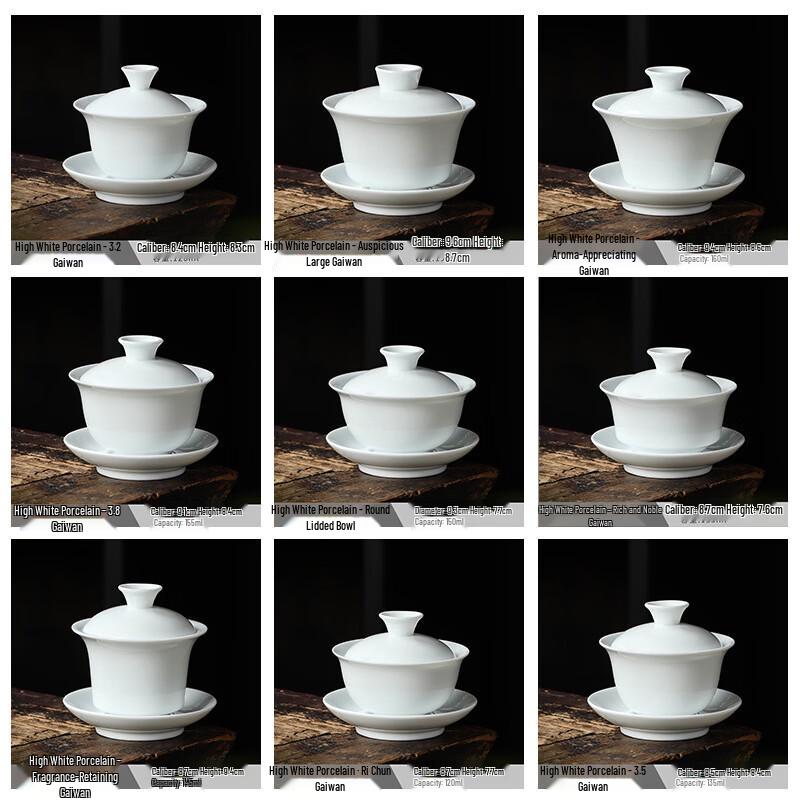 Shuogang Tiangong Mutton Fat Jade Porcelain Gaiwan Tea Set