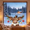 Christmas Glass Clings Cute Highland Cow Static Window Sticker PVC Waterproof Cling for Holiday Reusable Decals Home Decoration Removable