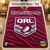 Pătură de flanelă Queensland Maroons Nume personalizat Text personalizat Moale Caldă Pătură de aruncat Decor pentru casă Cadou