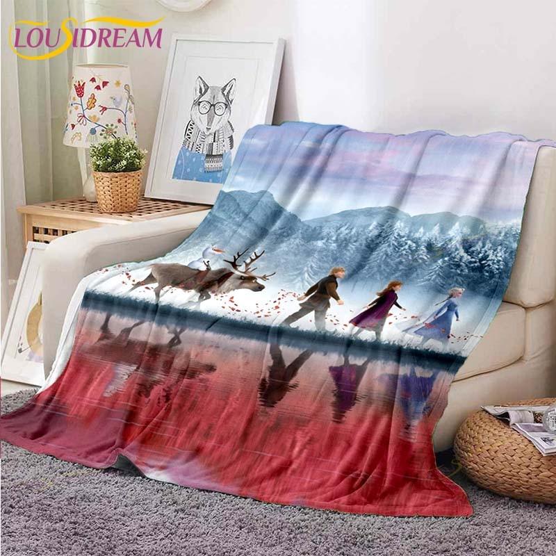 3D Cartoon Frozen Blanket Ultra Lightweight Soft Plush Flannel Throws Blanket for Sofa Bed Couch Best Office Gifts