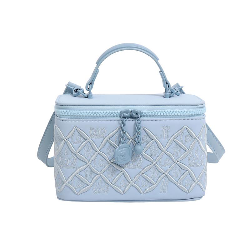 

Bag women s new embroidered box bag women s large-capacity shoulder bag high-end fashion hand-held crossbody bag women 19*9*13 синий