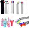 Elegant And Durable 8 Pcs Stainless Steel Metal Drinking Straws With Silicone Tips