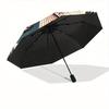 1pc Moonlit Moth Automatic Open/Close Umbrella with Windproof, Functional Design, 8-Rib Sturdy Canopy