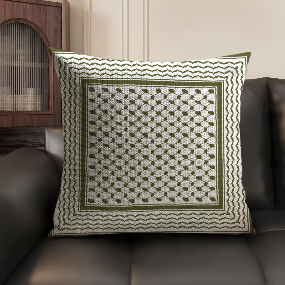 Arabische Keffiyeh Traditionelle Kissenhülle Naturleinen Bio-Stoff Zweiseitiger Druck Sofa Heimdekoration Geschenk Kissenbezug