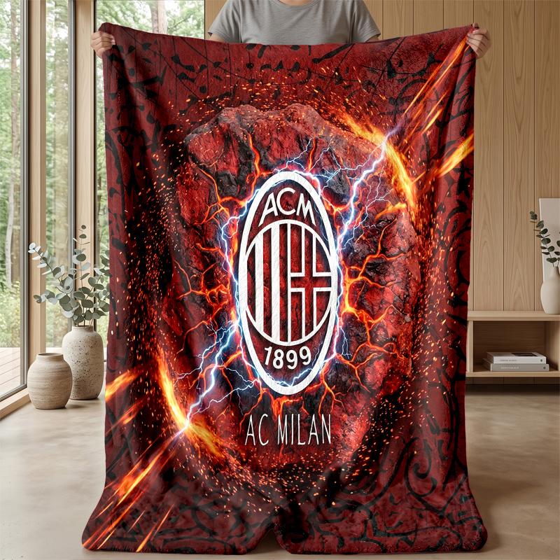 AC Mailand Thema Decke Weiche Flanelldecke Plüsch Überwurfdecke Gemütliche Sofa Bettdecke für Heimdekoration