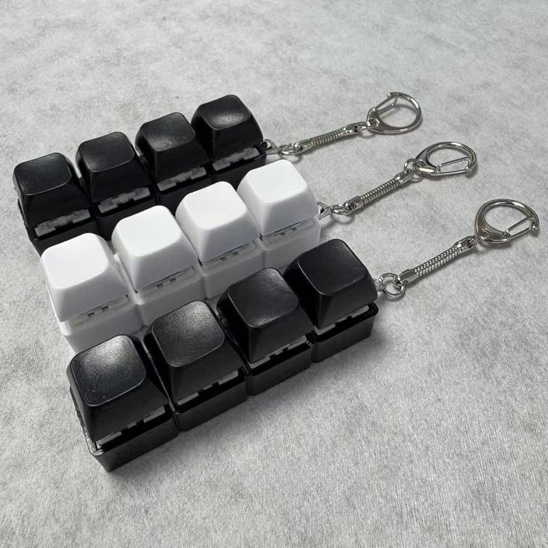1Pcs Stress-relieving And Calming Finger Pressure Relief Button Pendant 4Keys Keyboard Key Irritability Toy Adult Office Keyring