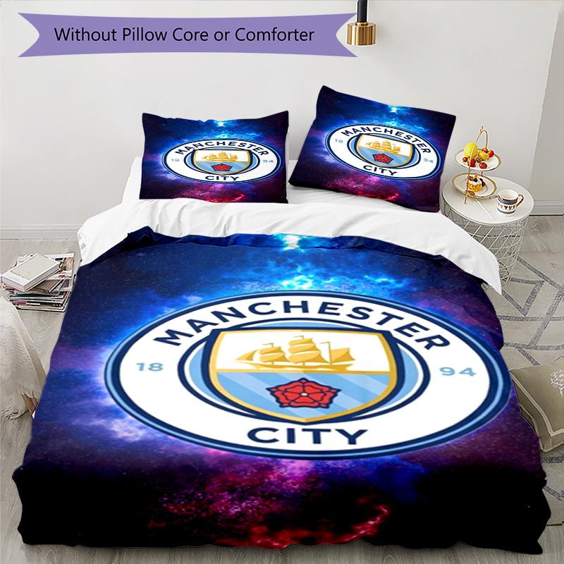 Set Copripiumino Stampato Manchester City F.C. – include 1 copripiumino e 2 federe coordinate Decorazione per camera da letto Regali di Natale