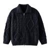 Boys Winter Knit Cardigan Thick Warm Korean Style Solid Color Zip Up Sweater Kids 120-170cm