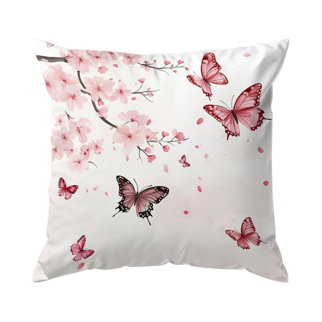 Cherry Blossom Butterfly Pillowcase Printed Polyester 40/45/50cm Throw Pillowcover Decorative Sofa Cushion Pillowslip Home Decor