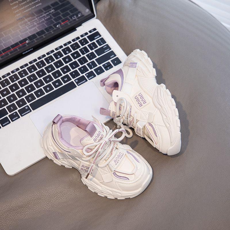 Girls' Waterproof Leather Running Shoes - Autumn/Winter Casual Mesh Sneakers