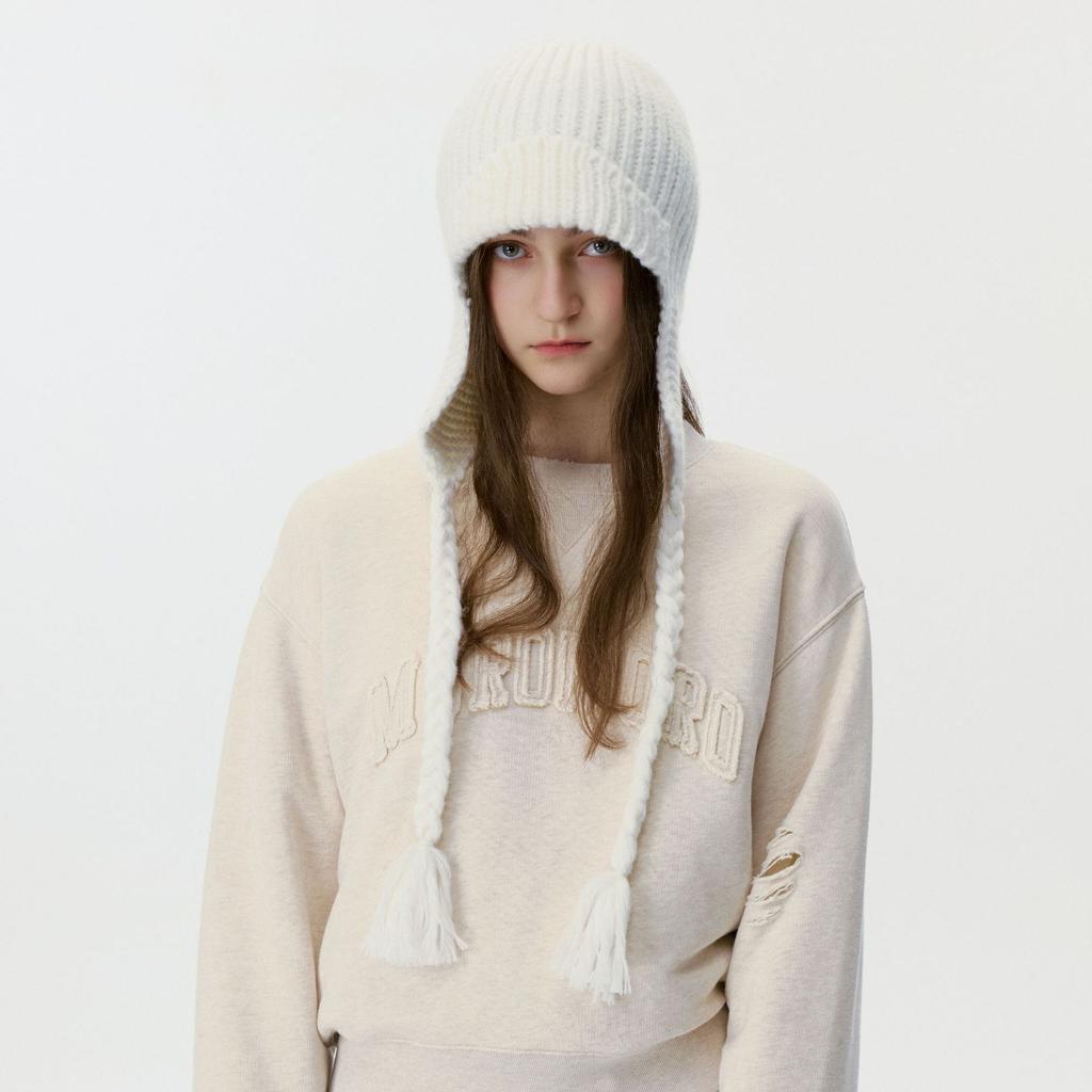 New solid color knitted ear cap twist braids men's and women's autumn and winter windproof warm pullover wool hat
