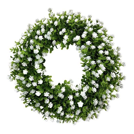 Spring Summer Wreath for Front Door Artificial Wildflowers Wreath with Eucalyptus Leaves for Indoor Outdoor Wall Porch Farmhouse Home Decor