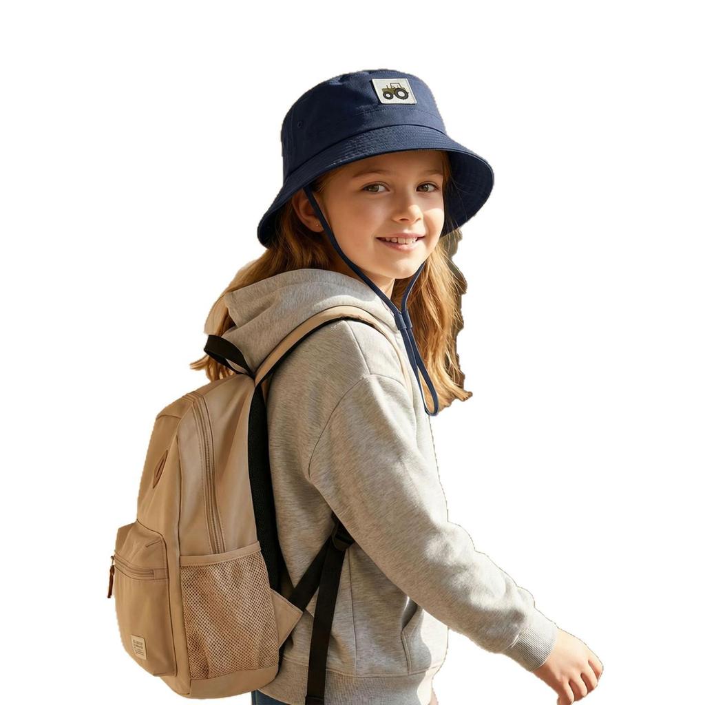 New Embroidered Fisherman Hat for Kids (2-8 Years) - UV Protection & Breathable Design