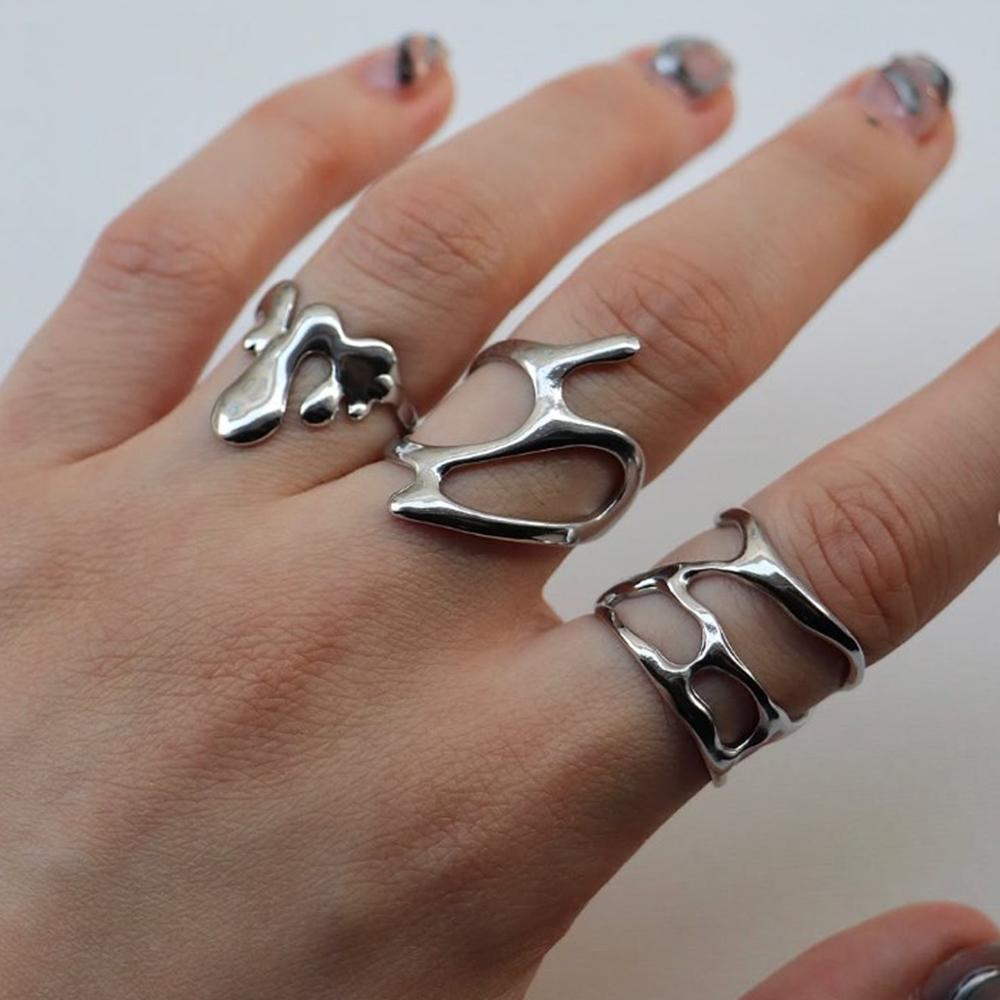 Cazador Adjustable Geometric Rings for Women Stainless Steel Punk Y2K Jewelry Gold Plated Open Finger Rings 2026 Trend