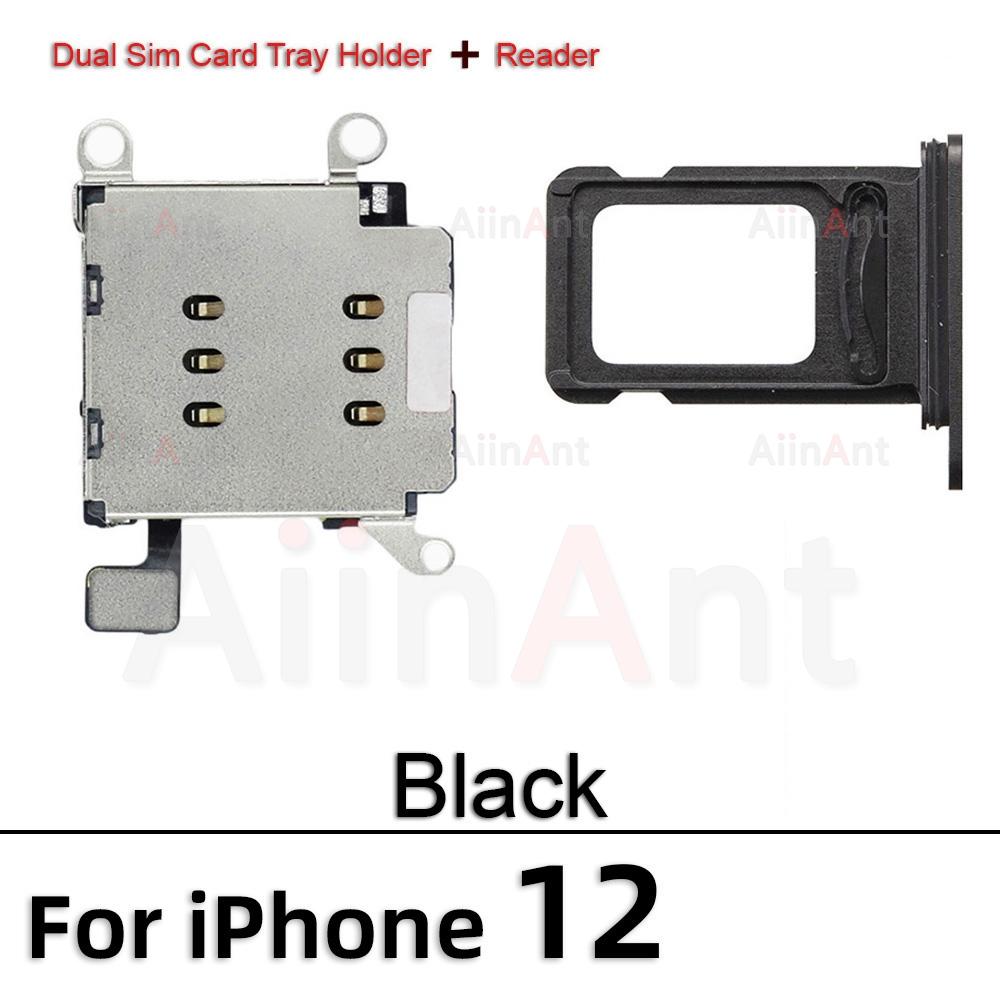 AiinAnt Double Dual Sim Card Reader Holder Adapter Connector Flex Cable For iPhone XR 11 12 13 Pro Max Phone Parts