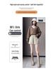 Women's High-Waist Khaki PU Leather Shorts, Autumn/Winter 2024, European Style, Casual A-Line Boot Pants by Melaard