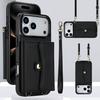 Luxury Card Holder Magnetic Shoulder Hand Strap Kickstand Wallet Phone Cover Case for Iphone 17 Air Pro Max 16 15 14 13 12
