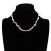 Sleek Design Minimalist Cool-Tone Irregular CCB Beaded Choker Necklace - High-End INS Trendy Curved Tube Necklace for Women