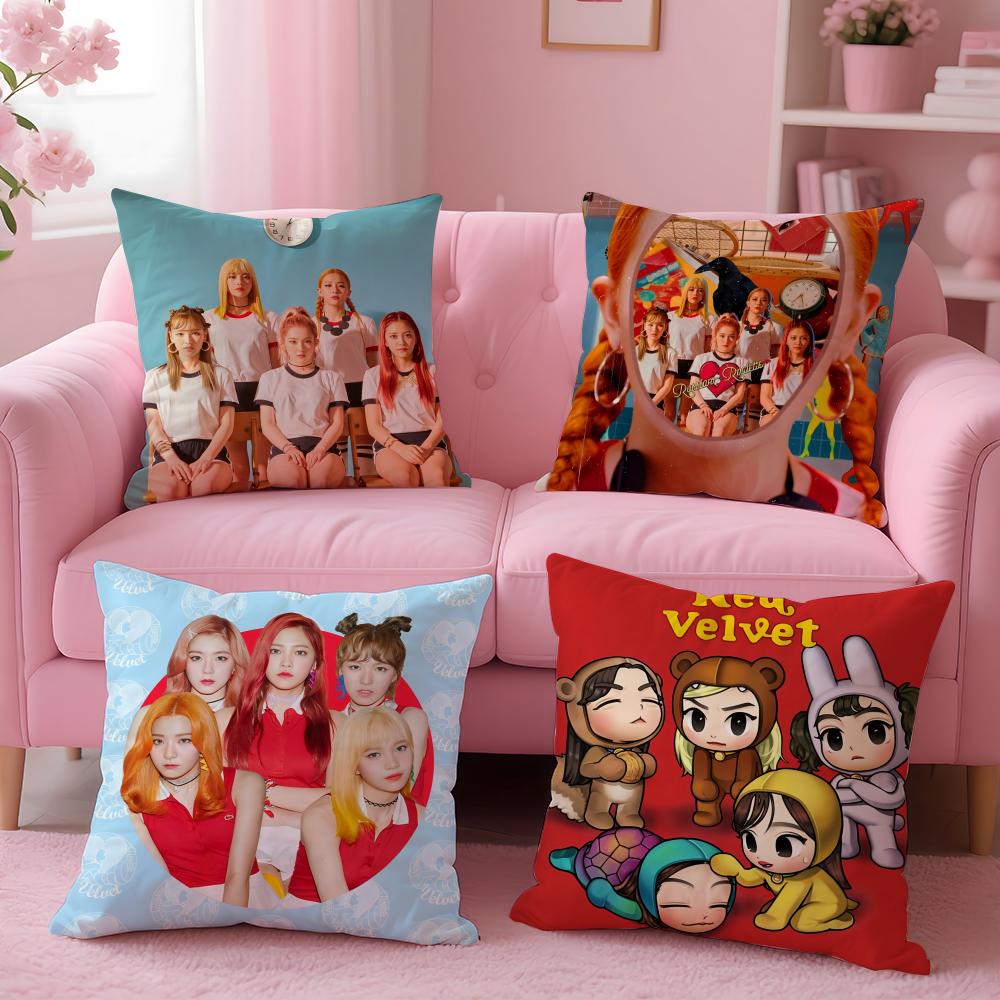 K-Pop R-Red Velvet Kissenbezug Kurzplüsch Beidseitiger Druck Zuhause Maschinenwaschbar im warmen Winter Kissenbezug