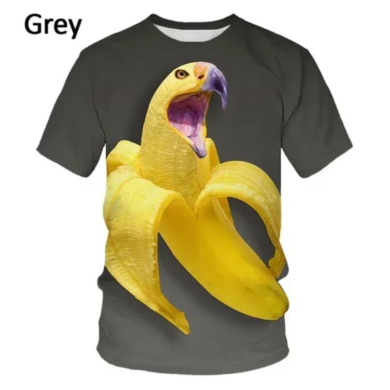 Banana 3D Printed Casual Short Sleeved T-shirt, Fun Men's Round Neck T-shirt, Suitable for Both Men and Women