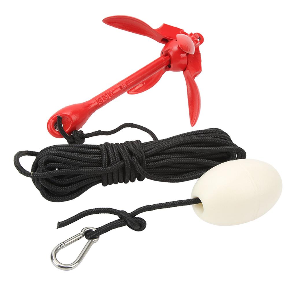 Bootsanker mit 39,4ft Schleppseil Tragetasche Kohlenstoffstahl Faltbarer Greifanker für Kajak Marine