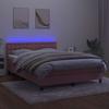 Vidaxl Łóżko Kontynentalne Z Materacem I Led, Różowy Aksamit 140X190Cm