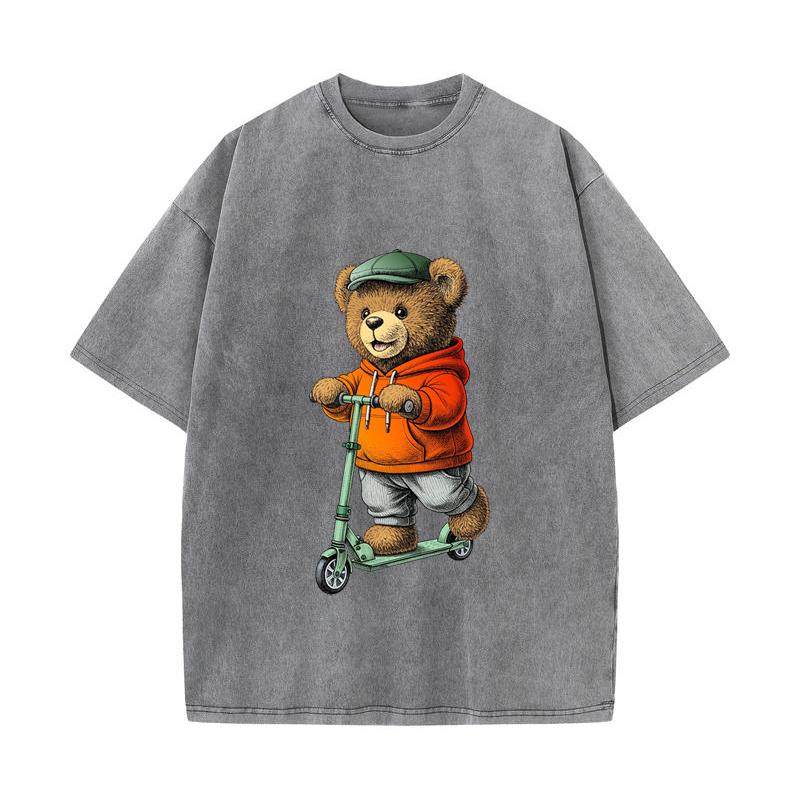 SX-16 MINISO 2026 Summer Vintage Wash Printed Pure Cotton Shoulder Style Men's and Women's Round Neck Short Sleeved Couple T-shirt