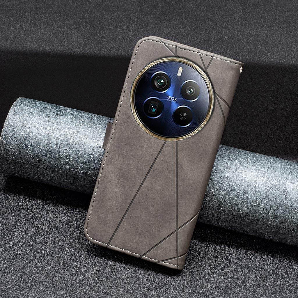 BINFEN COLOR For Realme 12 Pro 5G/12 Pro+ 5G Phone Cases Wallet Stand Geometry Imprint Leather Cover