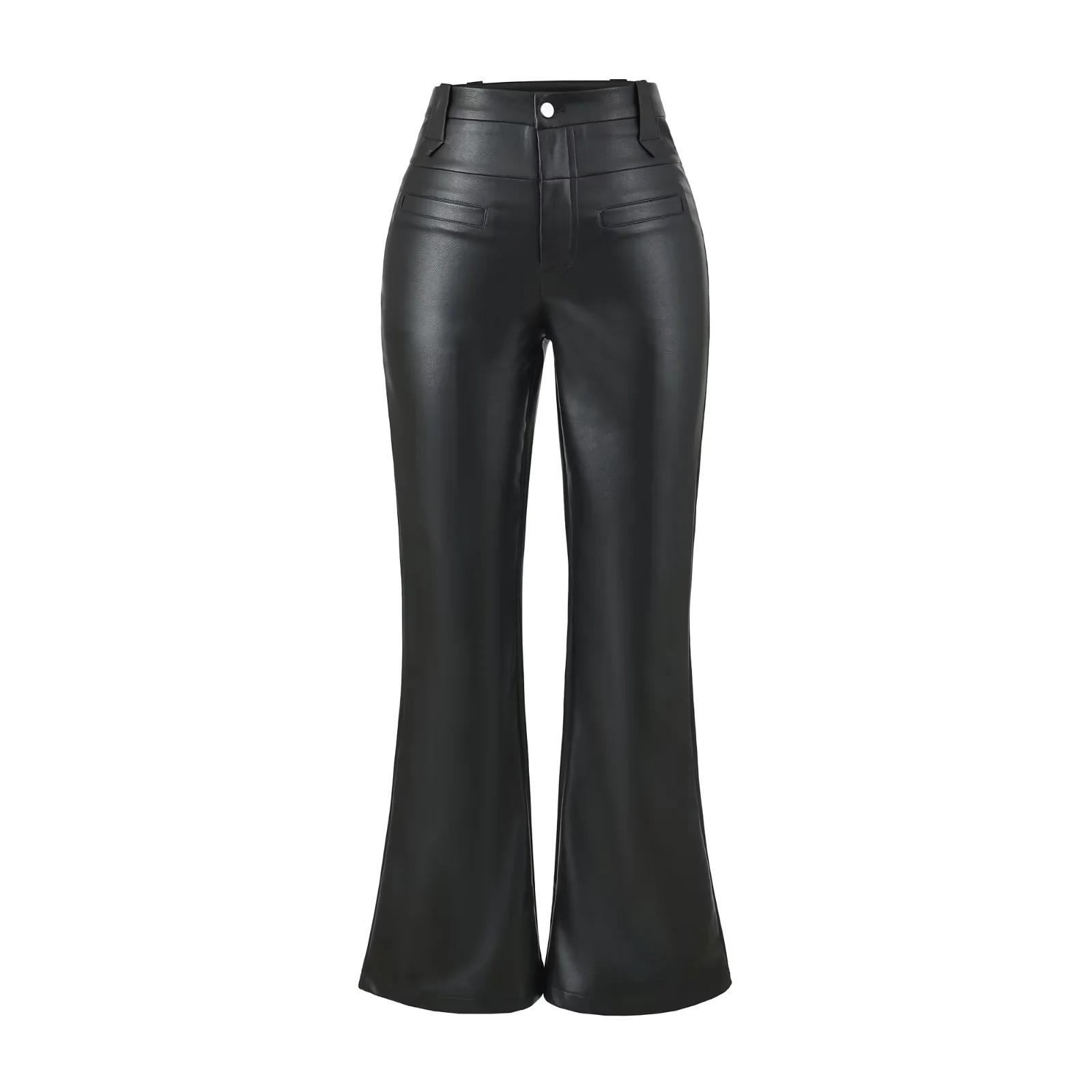 

Sleek 2026 Leather Pants: High Street Style, Elastic Fit, Sexy & Stylish Micro Flare Design Medium чёрный