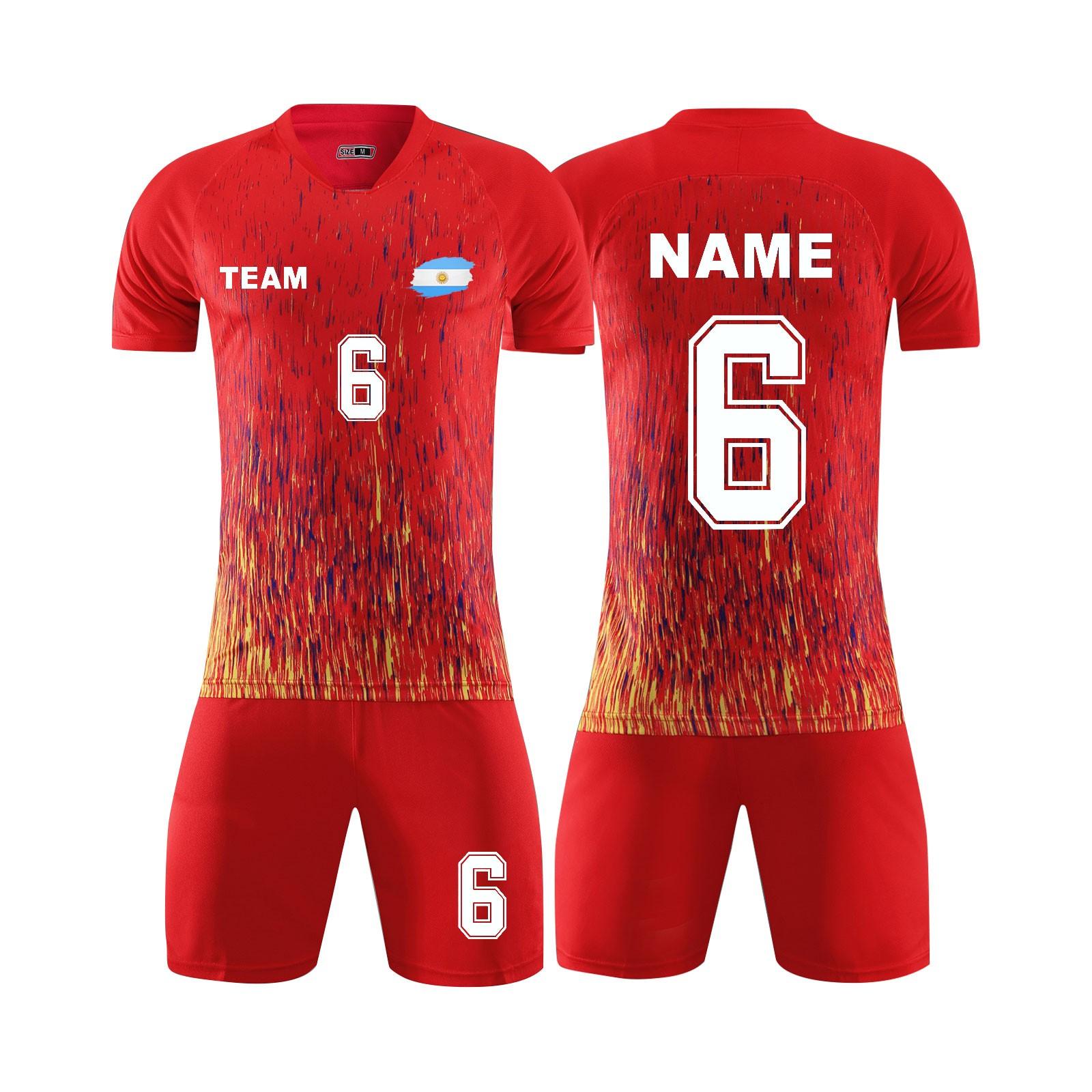 

Комплект персонализированных рубашек для мужчин и девочек с именем и номером, футбольные майки на заказ для мальчиков, тренировочный костюм S красный