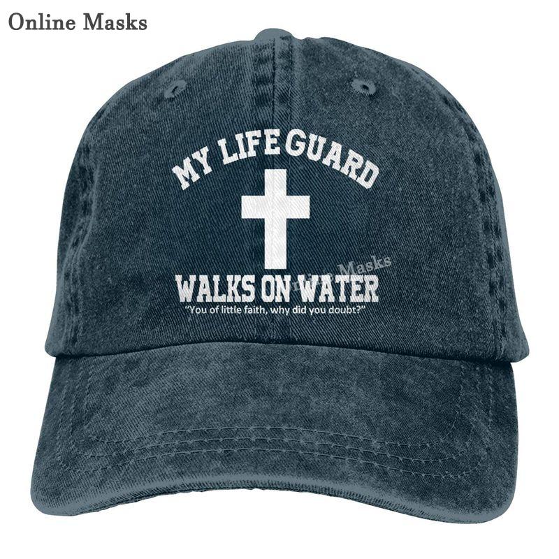 Denim Cap My Life Guard Walks On Water Christian Easter Religious Baseball Dad Cap Classic Adjustable for Unisex Women Hats
