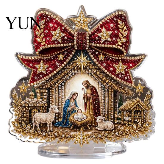 Seasonal Home Table Decorations Christmas Faux Diamond Painting Tabletop Ornaments, Beginner-Friendly DIY Acrylic Rhinestone Art Decorative