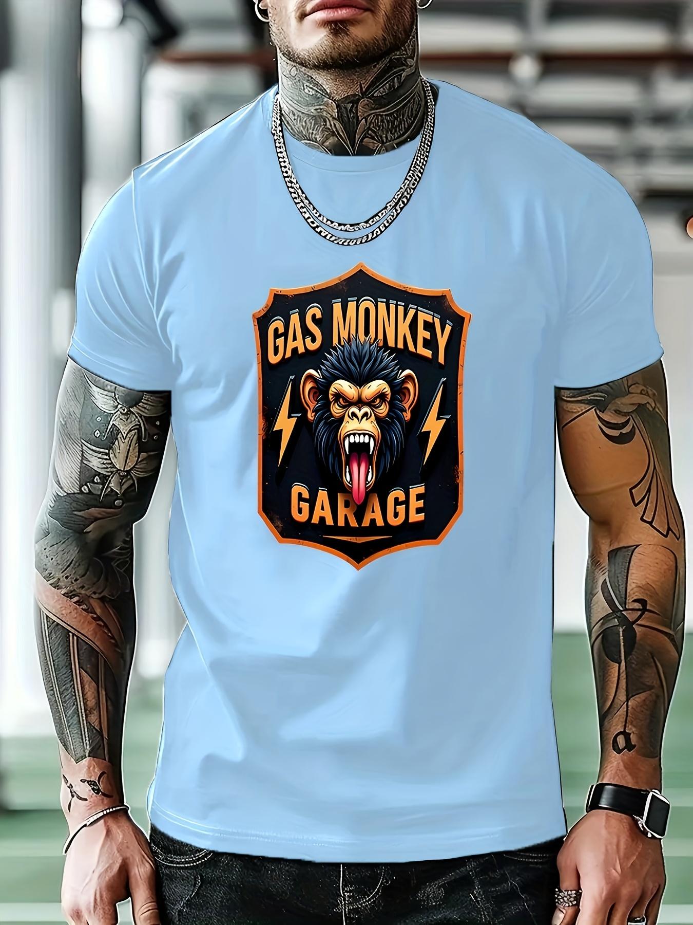 Casual Graphic T-shirt - Gas Monkey Garage Design with Monkey & Lightning Bolts XL