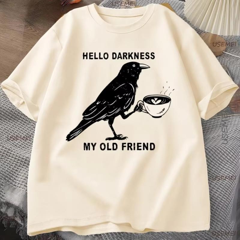 Camiseta De Café Cuervo Camiseta De Otoño De Halloween Camiseta De Mujer Grandecamiseta Casual L