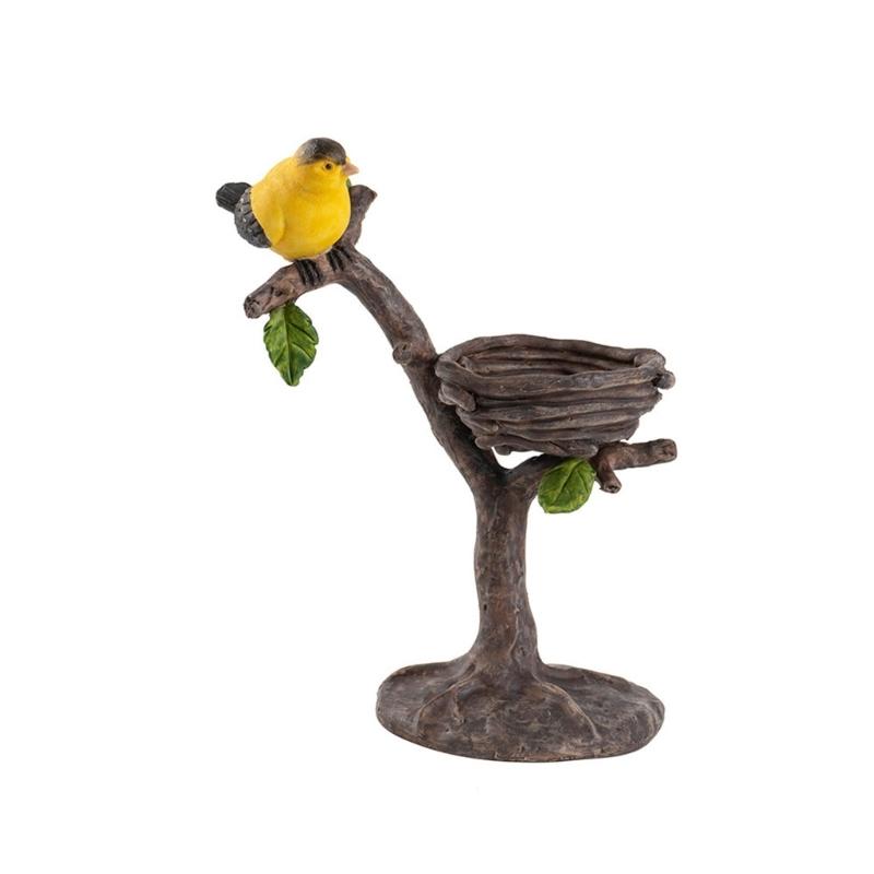 

Bird Nest Tealight Candleholder Resins Bird on Branch Sculpture Ornament For Home Tabletop Centerpieces Decoration 1