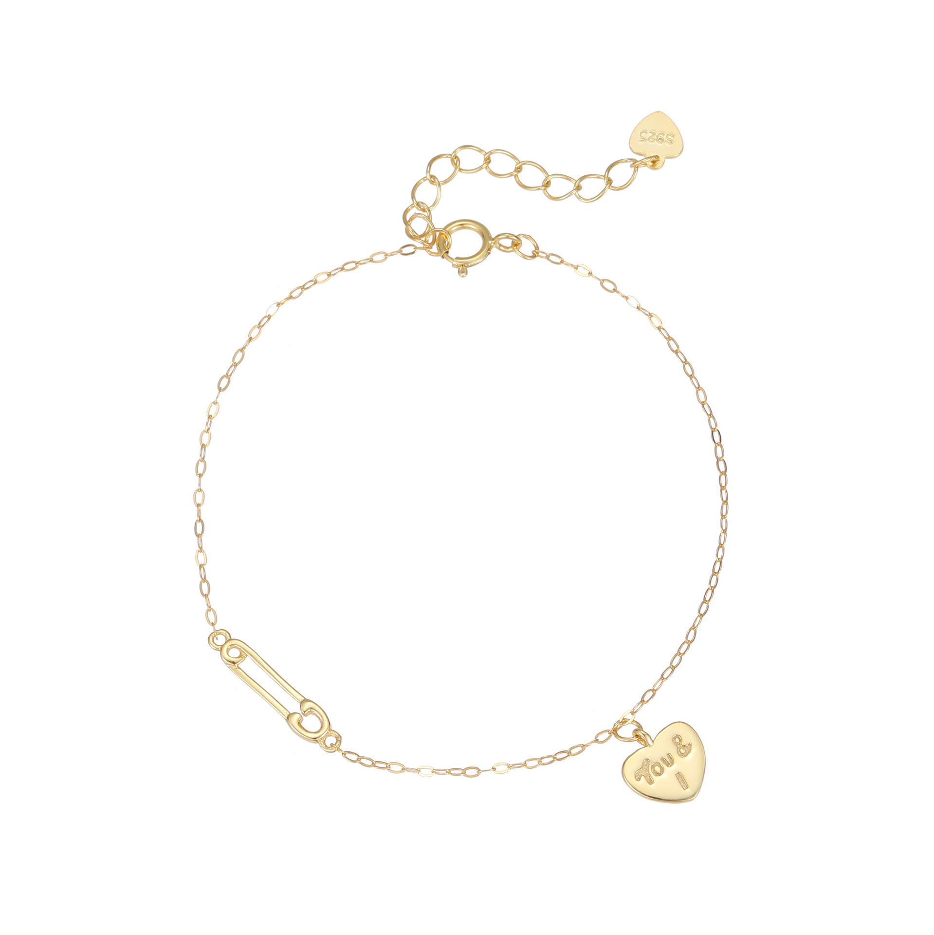 

18K Gold-Plated Sterling Silver Heart Bracelet for Women - Personalized, Versatile, and Ultra-Fine Design. 925 Silver
