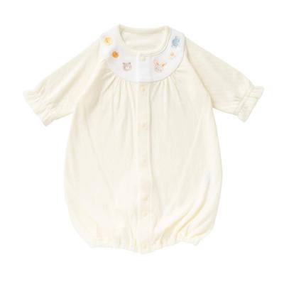 Cream De Coco Animal Embroidered for Premature Birth Weight Babies Newborn Baby Cotton Made In Japan for and Two-Way All-in-One [Crotch Snaps/2-Way]