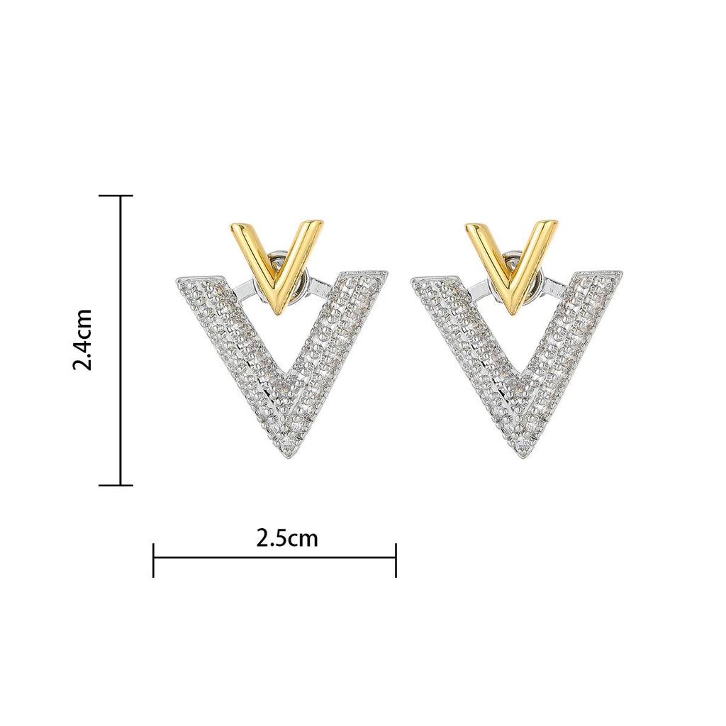 V-Shaped Luxury Earrings: Elegant, Two-Way Design, Fashionable Studs with Unique Versatile Style.