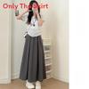 Summer High Waist A Line Skirt With Pleated Design For Casual Wear