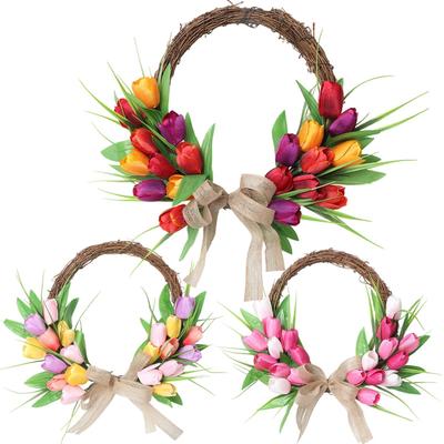 Spring Wreath Artificial Floral Decor Spring Flower Wreath For Living Room Bedroom Indoor Outdoor Home Window Wall Wedding