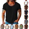 Camiseta Casual Masculina de Manga Curta com Borda Desfiada Gola Redonda Leve para Uso Diário no Verão