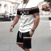 2025 Mens Summer Casual Suit Textured Printed Mixed Color Short Sleeve Outdoor Street Fashion Shorts 2 Piece Pocket Loose Set