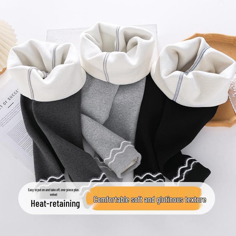 2025 Autumn/Winter Seamless Fleece-Lined Children's Leggings - Fashionable and Thickened for Girls
