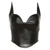 # Sisjuly# Gothic Dark Devil Horn Sexy PU Leather All-Matching Tube Top Women's Slim-Fit Low Collar Short Top